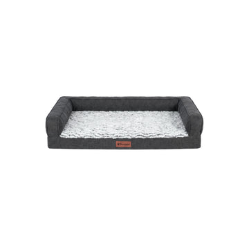Birch Faux Fur & Soft Faux Linen Modern Sofa Pet Bed - Charcoal