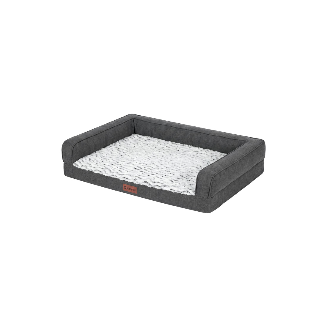 Birch Faux Fur & Soft Faux Linen Modern Sofa Pet Bed - Charcoal