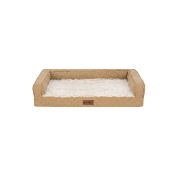 Birch Faux Fur & Soft Faux Linen Modern Sofa Pet Bed - Nutmeg