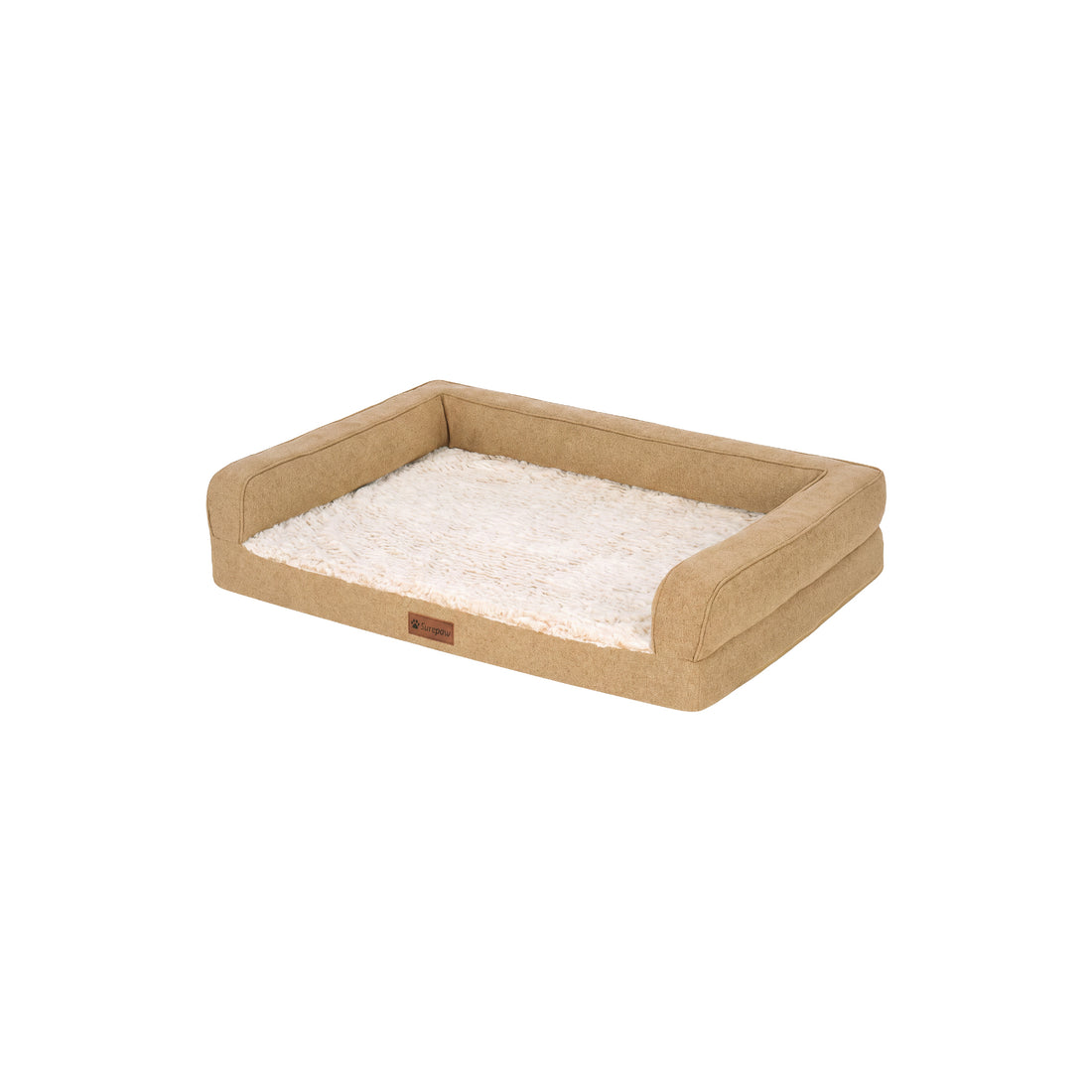 Birch Faux Fur & Soft Faux Linen Modern Sofa Pet Bed - Nutmeg