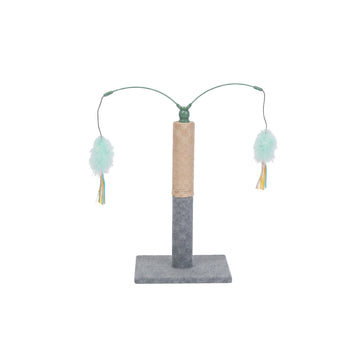 Cat Scratching Post with Dual Hanging Toys - Gray