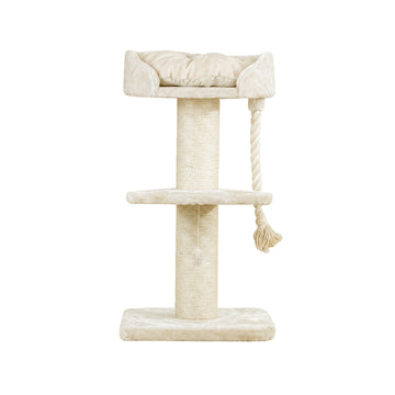 Cat Tree with Top Bed and Scratching Posts - Cream