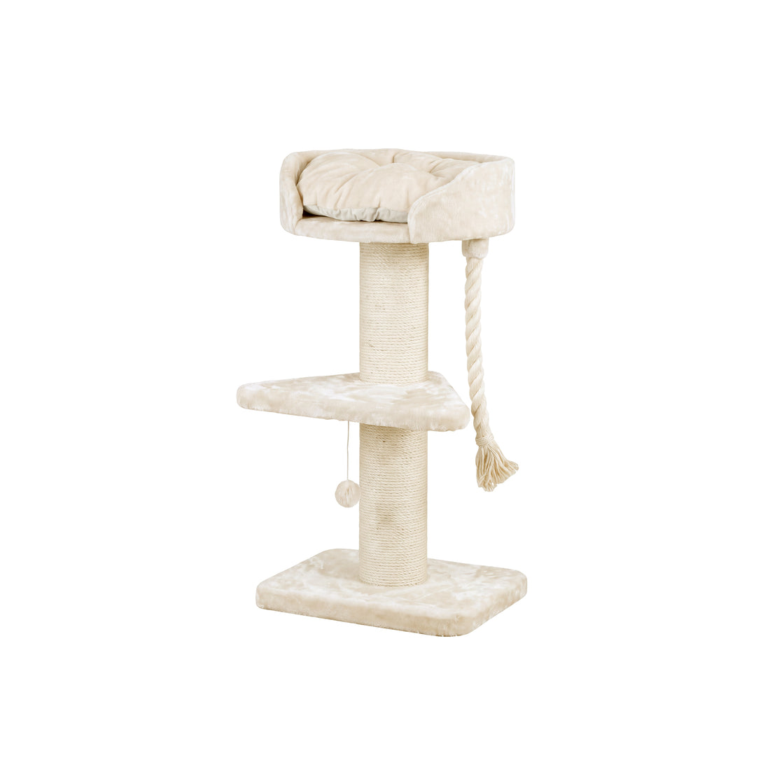 Cat Tree with Top Bed and Scratching Posts - Cream