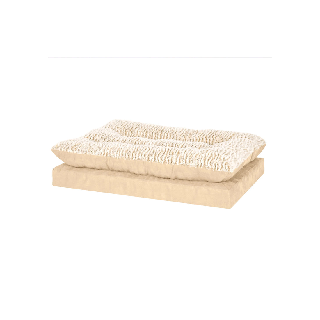 Minky Faux Fur & Suede Pillow Top Mattress Pet Bed - Taupe