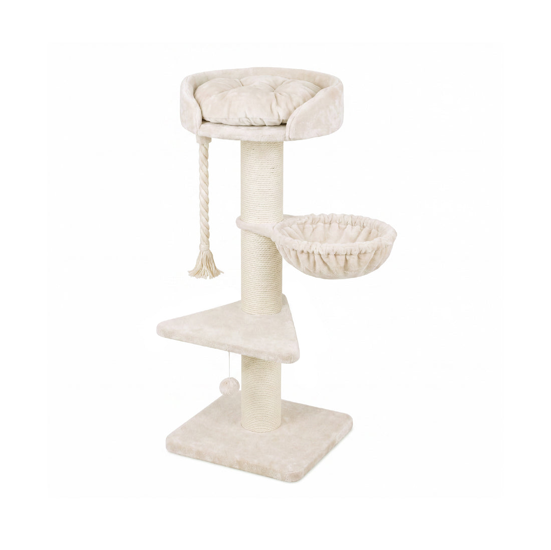 Hammock Lounge Multi-Level Cat Tree with Scratching Posts - Cream