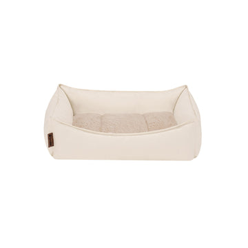Leather Look Cozy Couch Pet Bed - Bone