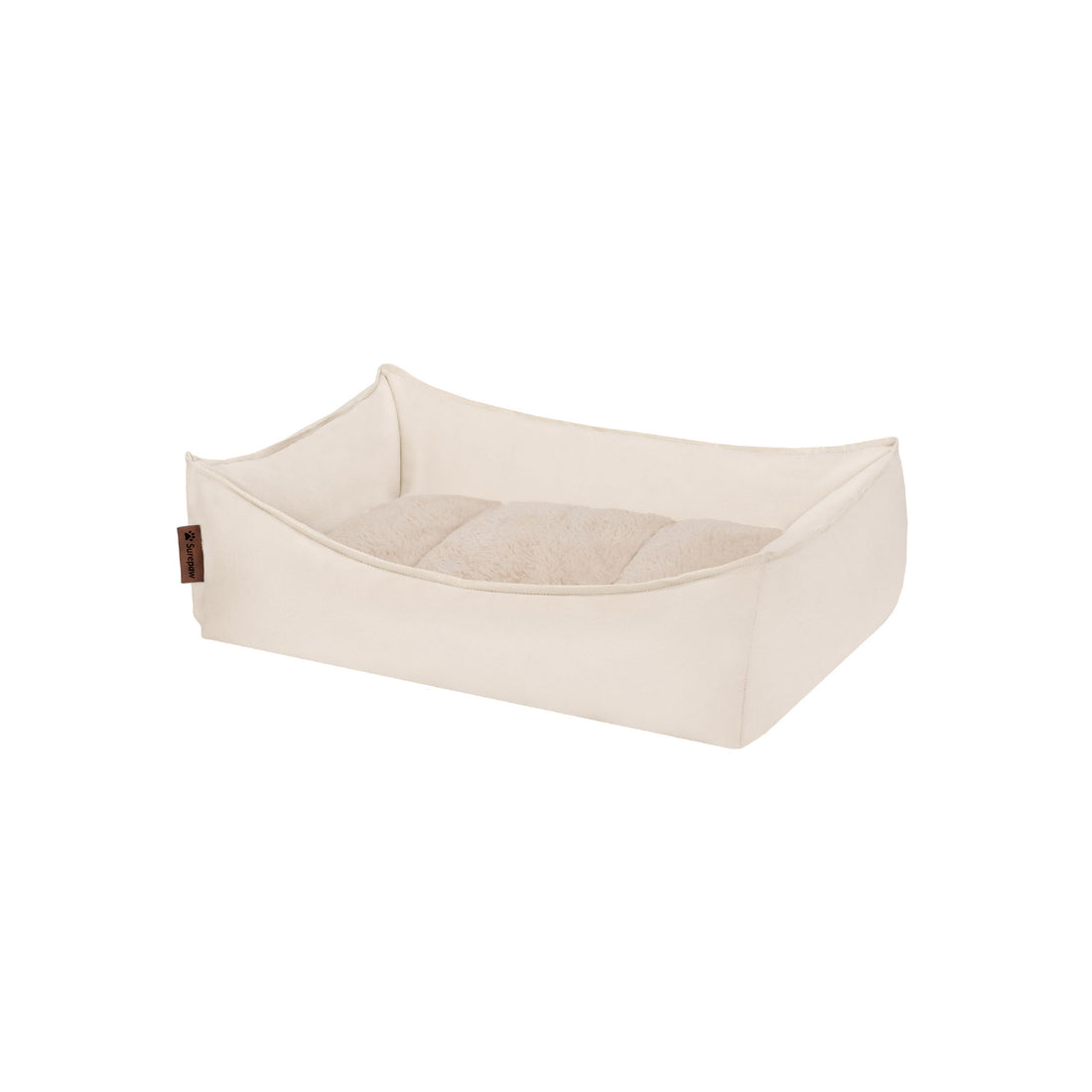 Leather Look Cozy Couch Pet Bed - Bone