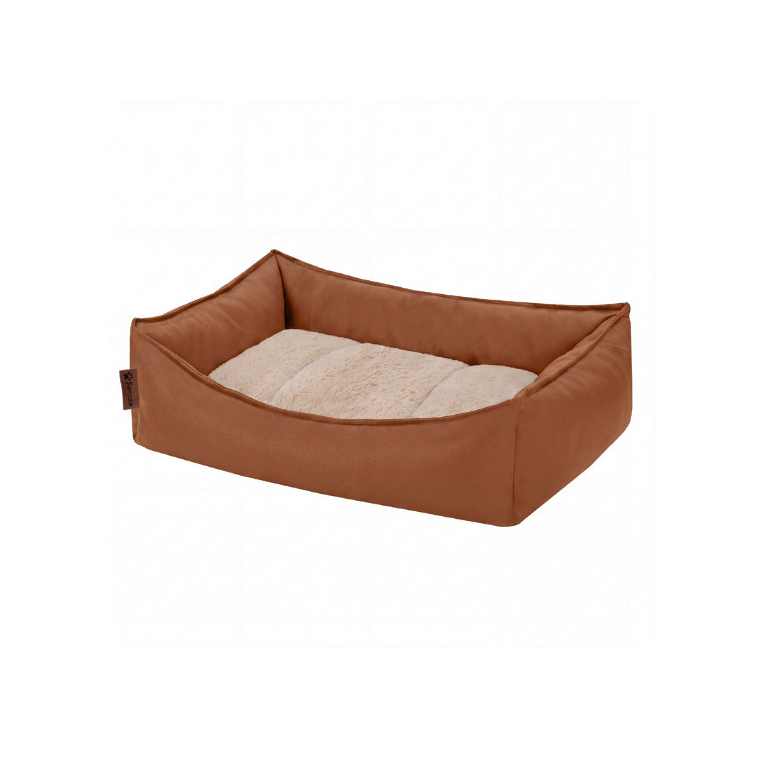 Leather Look Cozy Couch Pet Bed - Camel