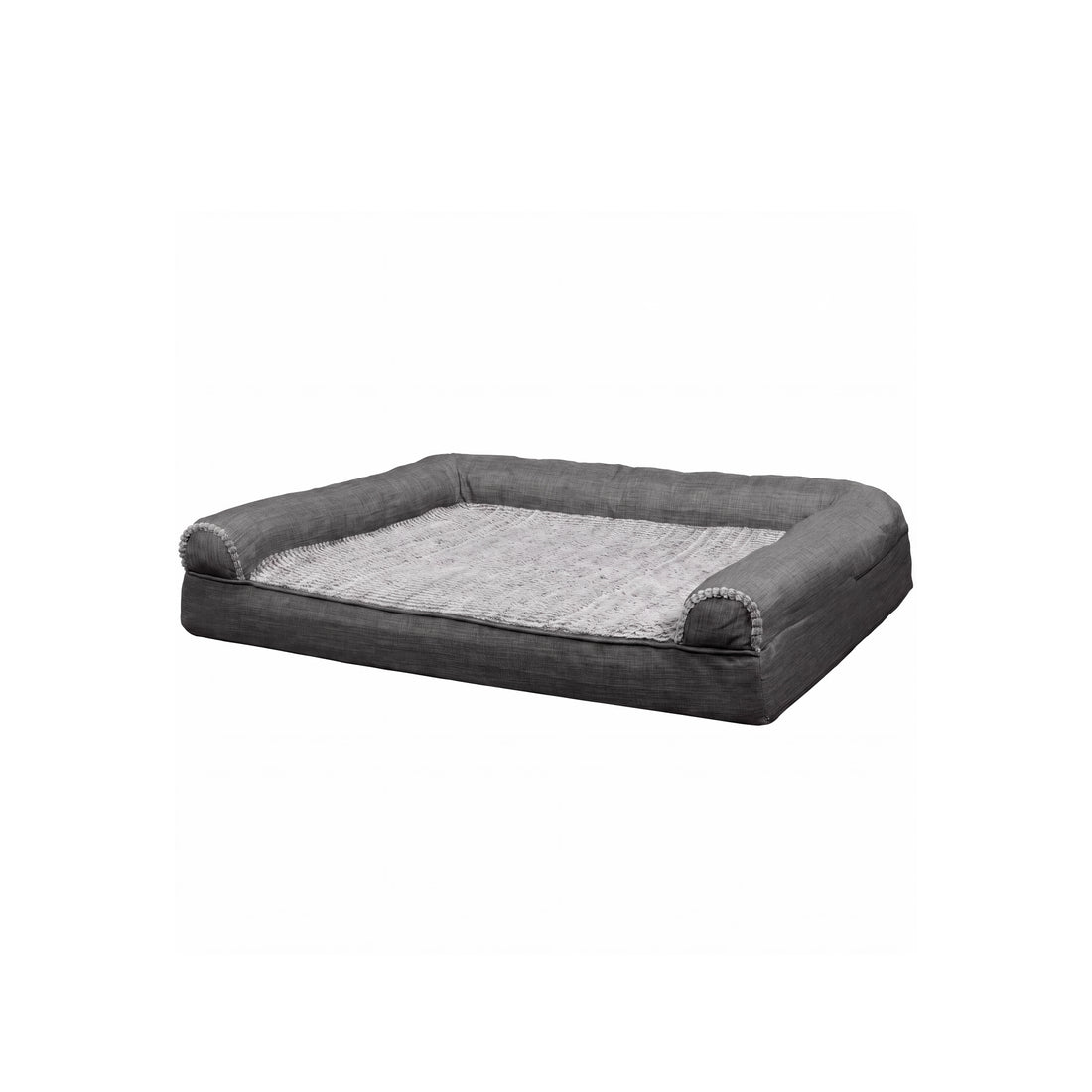 Luxe Fur & Performance Linen Sofa Pet Bed - Charcoal