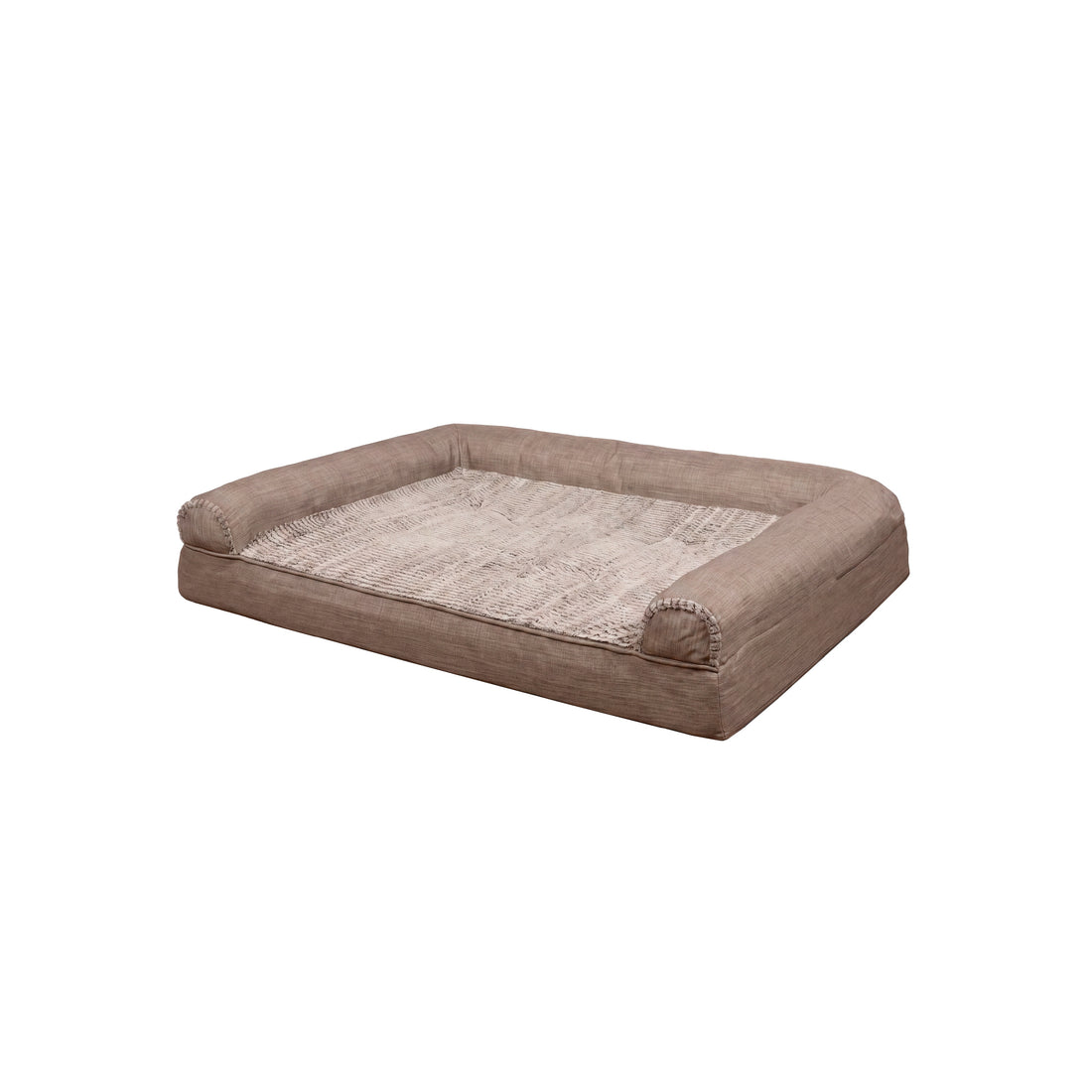 Luxe Fur & Performance Linen Sofa Pet Bed - Woodsmoke