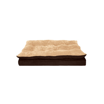 Minky Faux Fur & Suede Pillow Top Mattress Pet Bed - French Roast