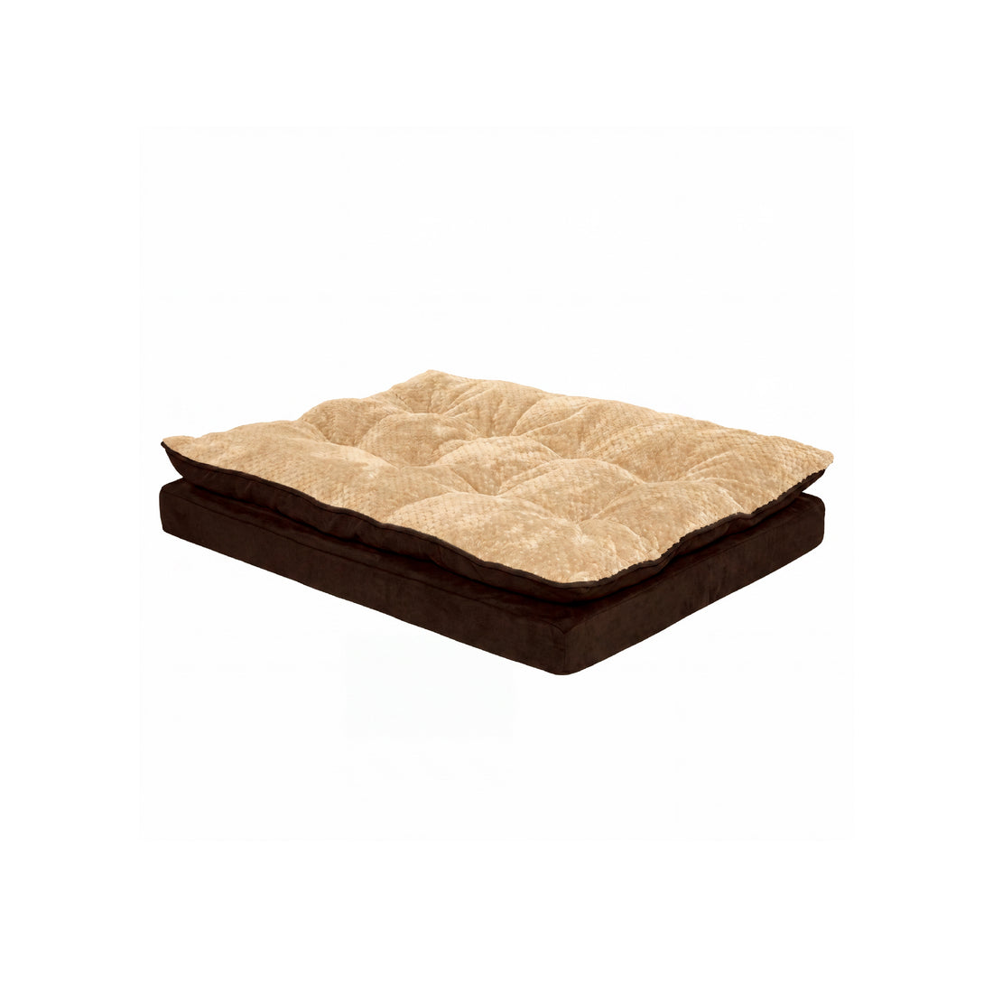 Minky Faux Fur & Suede Pillow Top Mattress Pet Bed - French Roast
