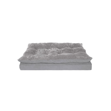 Minky Faux Fur & Suede Pillow Top Mattress Pet Bed - Titanium Gray