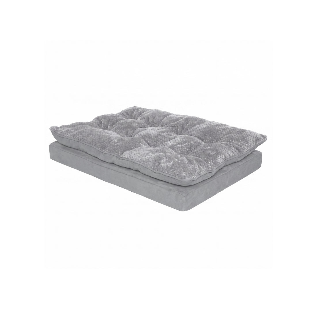 Minky Faux Fur & Suede Pillow Top Mattress Pet Bed - Titanium Gray