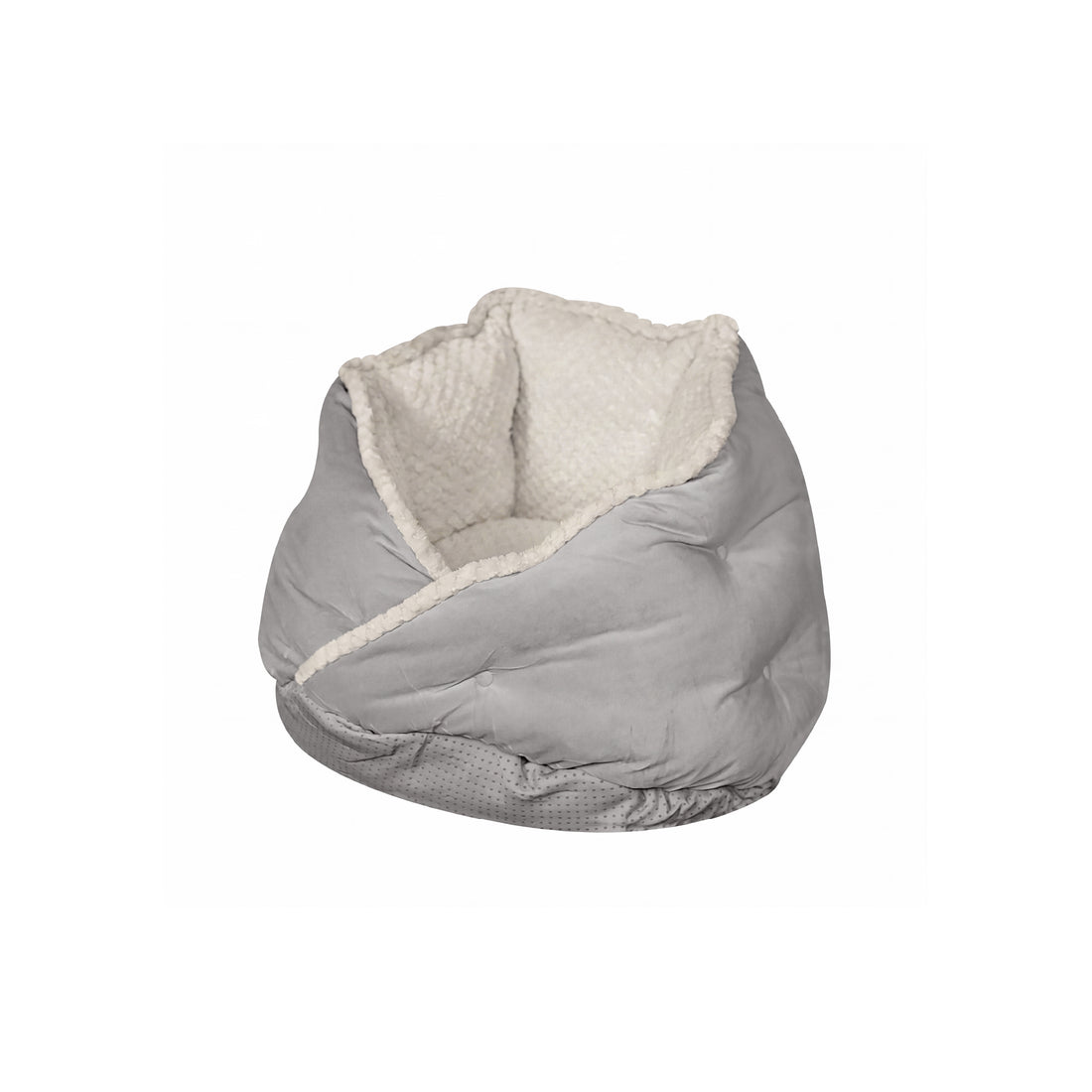 Minky Faux Fur & Velvet Hug Pet Bed - Silver Gray