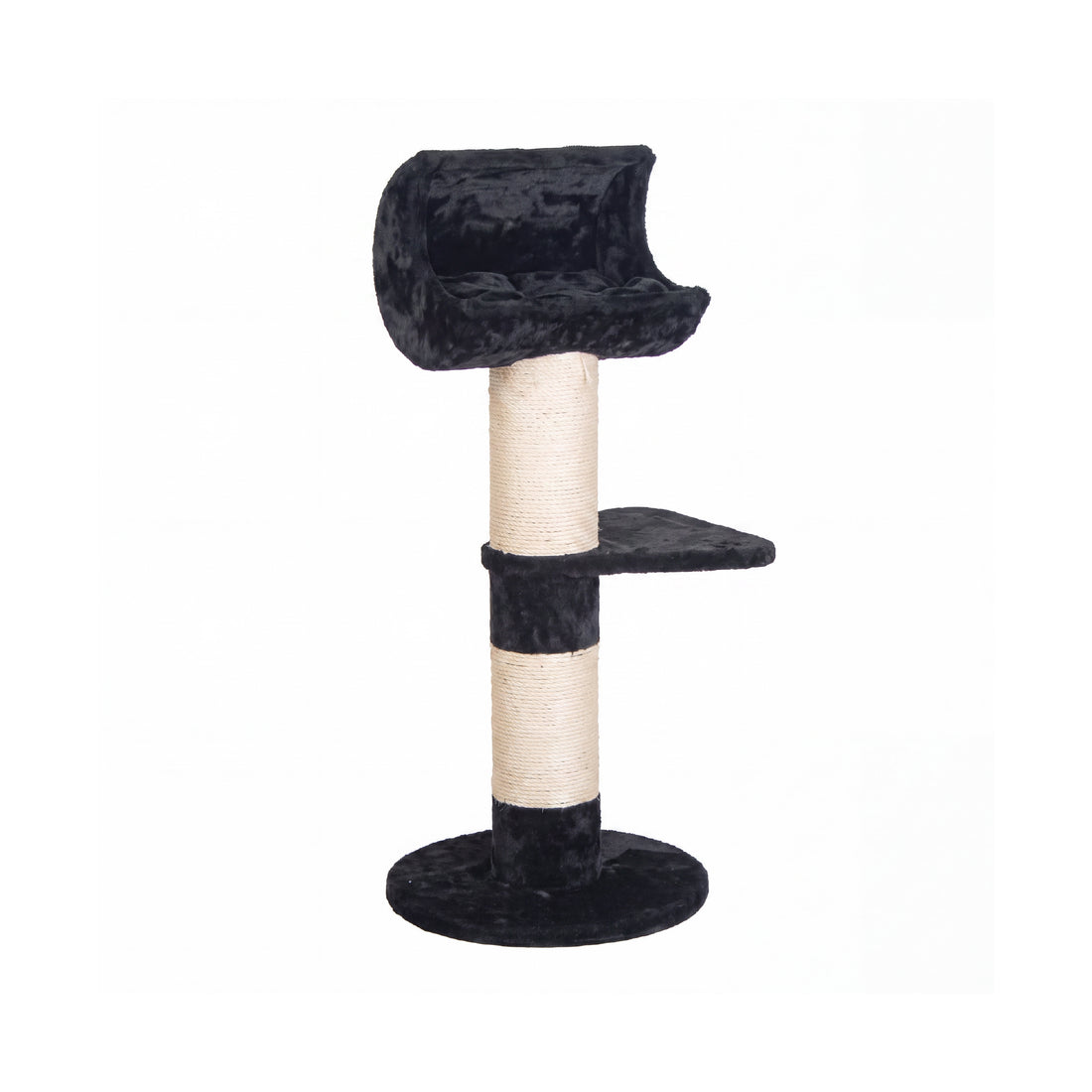 Moon Lounge Two-Level Cat Tree with Scratching Posts - Black