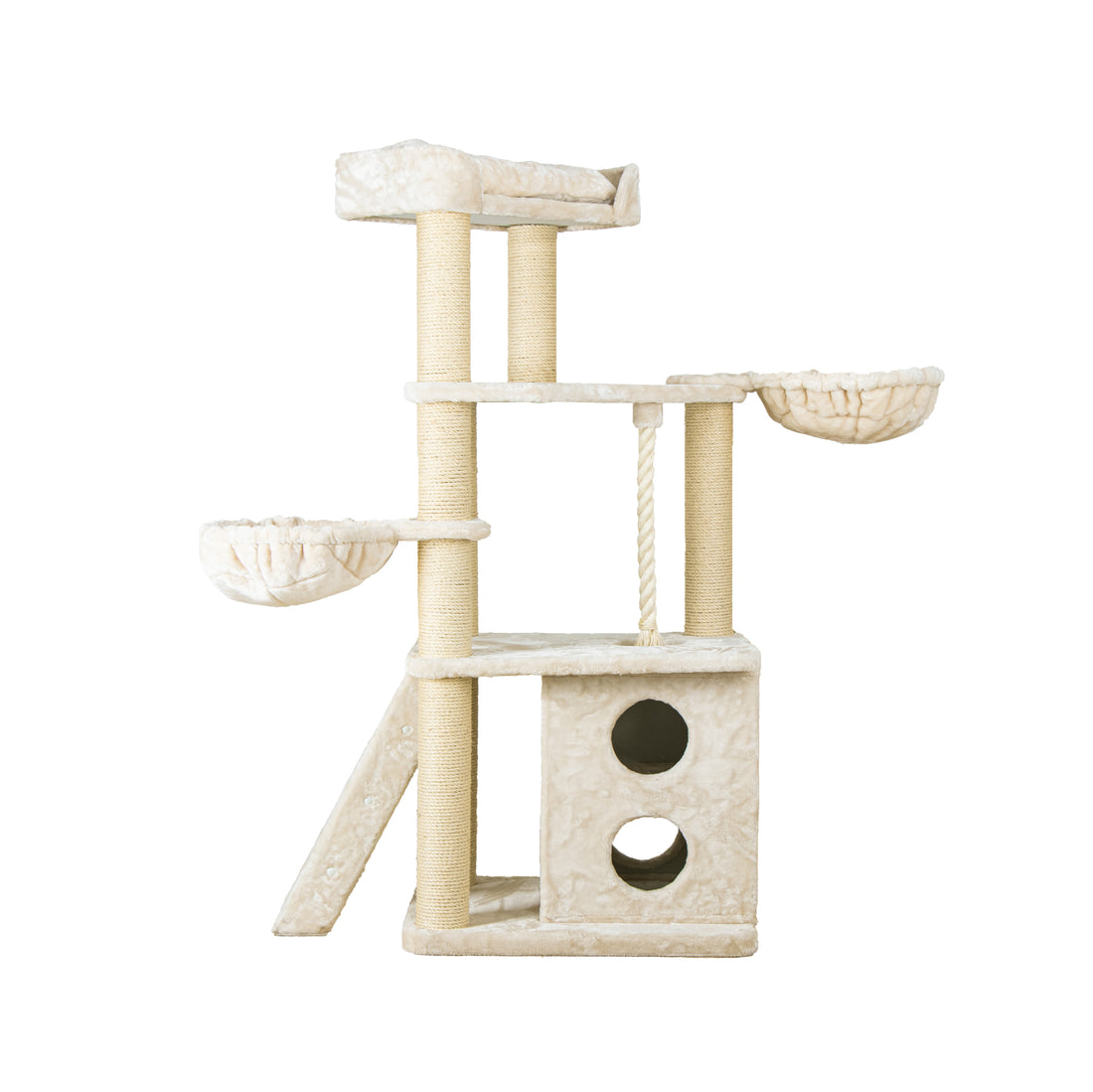 Multi-Level Cat Tree with Double Hammocks and Ladder - Cream