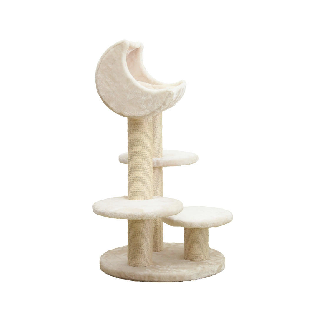 Multi-Level Cat Tree with Moon-Shaped Bed - Cream