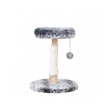 Natural Wood Cat Tree with Scratching Post - Gray