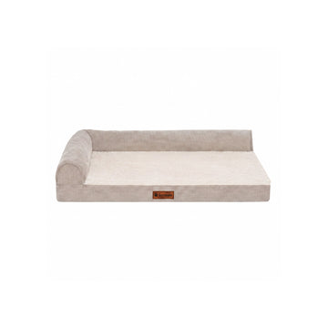 Plush & Grid Cord Deluxe L-Chaise Pet Bed - Mink