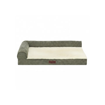 Plush & Grid Cord Deluxe L-Chaise Pet Bed - Olive
