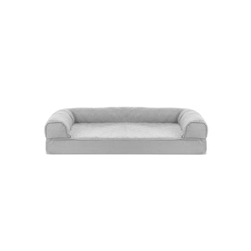 Quilted Peach Sofa Pet Bed - Silver Gray