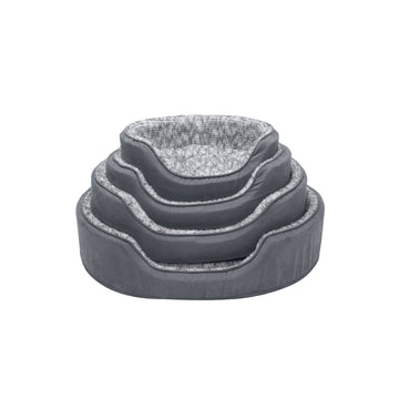 Two-Tone Faux Fur & Suede Oval Pet Bed - Gray