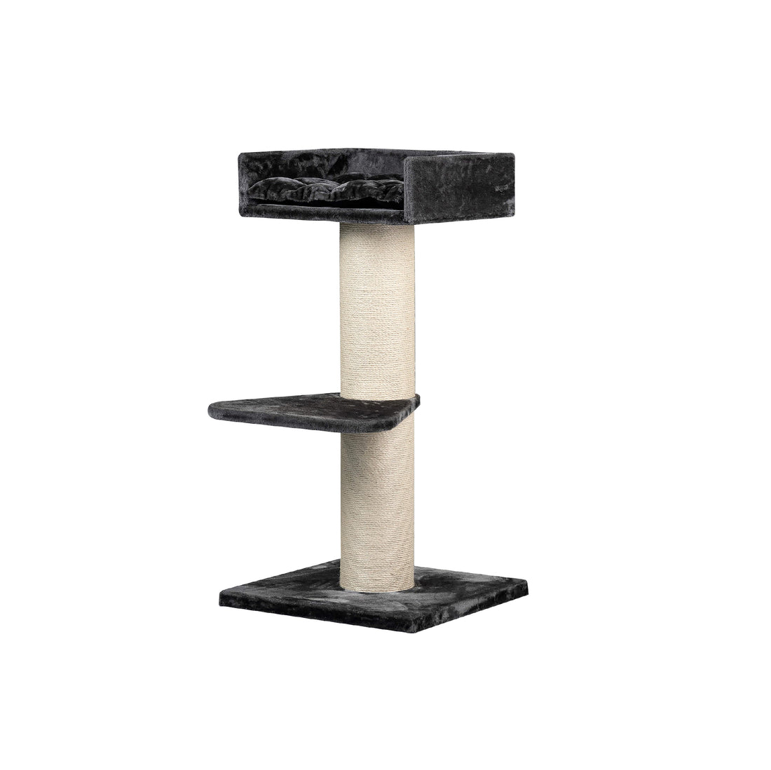 Wing Platform Two-Level Cat Tree with Scratching Posts - Black