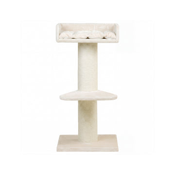 Wing Platform Two-Level Cat Tree with Scratching Posts - Cream