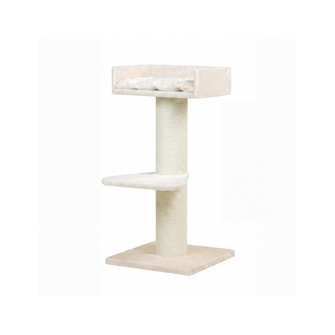 Wing Platform Two-Level Cat Tree with Scratching Posts - Cream