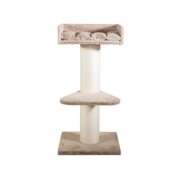 Wing Platform Two-Level Cat Tree with Scratching Posts - Taupe